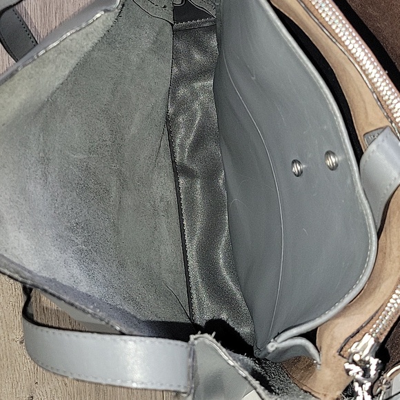 Rag & Bone New York Gray Brown Leather Shoulder Bag Handbag Purse Satchel - Picture 4 of 16